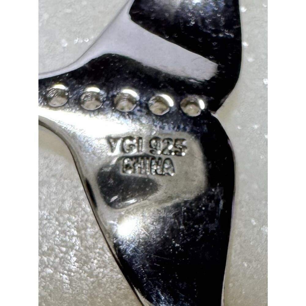 LULEA Sterling Silver 925 Whale Tail W/Clear Stones Pendant Necklace New in Box - Picture 5 of 7